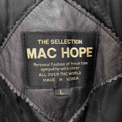 マックホープ MAC HOPE 韓国製 ハンドウォーム ポケット カウレザー ジャケット 裏地キルティング メンズ import:L