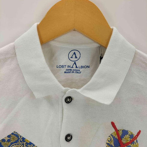 ロストインアルビオン LOST IN ALBION イタリア製 プリントポロシャツ メンズ import:M