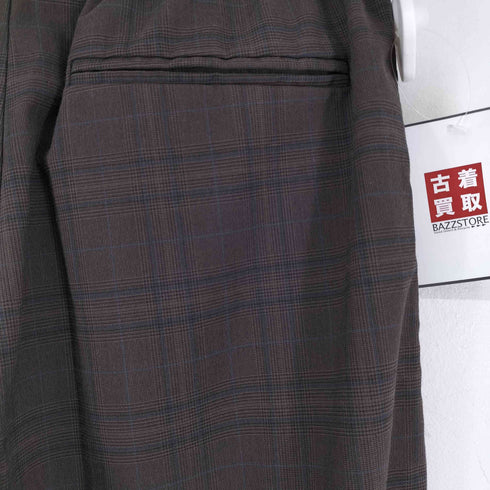 ザラ ZARA チェック 切り替えパイピングラインワイドパンツ レディース US XS