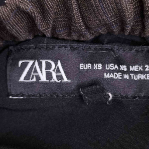 ザラ ZARA チェック 切り替えパイピングラインワイドパンツ レディース US XS
