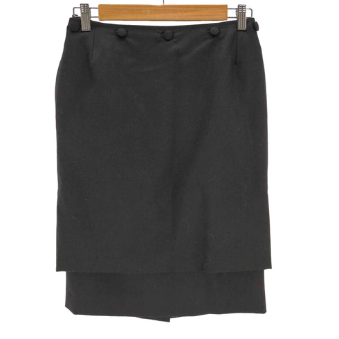 イヴサンローラン Yves Saint Laurent レイヤードデザインウールスカート レディース FR:36