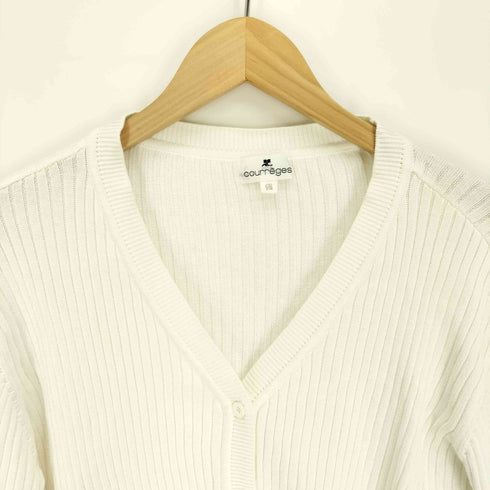 クレージュ courreges 凹凸 リブ コットン カーディガン レディース 9R