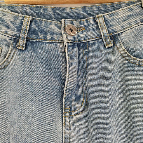 ハート ワイドストレートデニムパンツ レディース JPN:L
