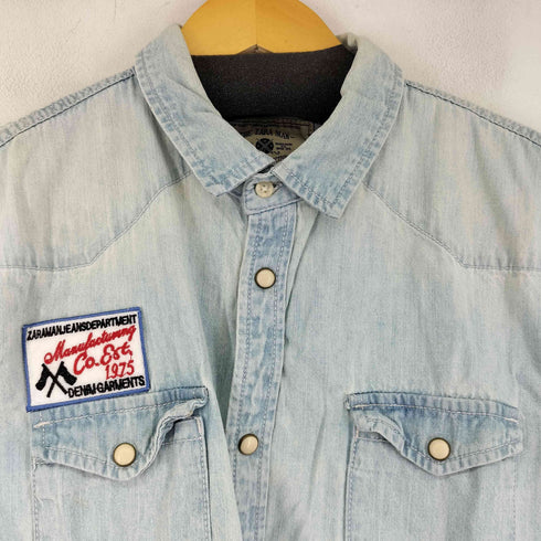 ザラ ZARA L/S ワッペンデニムシャツ メンズ import:XL