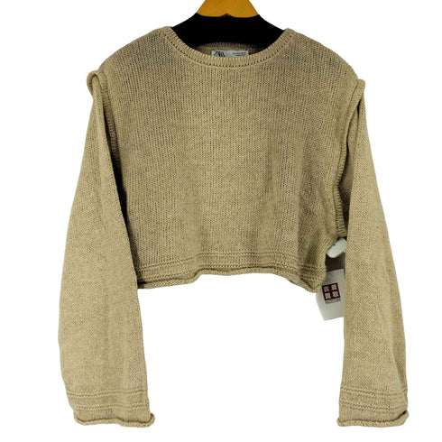 ザラ ZARA リネン混クロップドニット レディース import:S