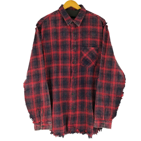 ザラマン ZARA MAN L/S ダメージチェックシャツ メンズ import:XL
