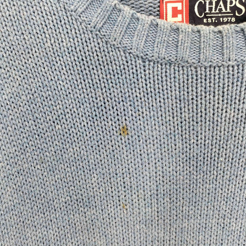 チャップス CHAPS ロゴ 刺繍 畦編み コットン クルーネック ニット セーター メンズ import:M