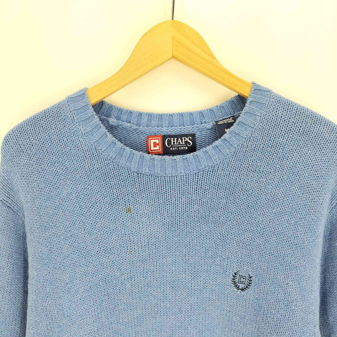 チャップス CHAPS ロゴ 刺繍 畦編み コットン クルーネック ニット セーター メンズ import:M