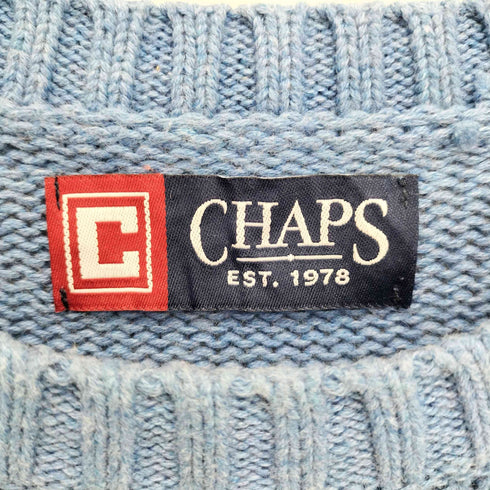 チャップス CHAPS ロゴ 刺繍 畦編み コットン クルーネック ニット セーター メンズ import:M