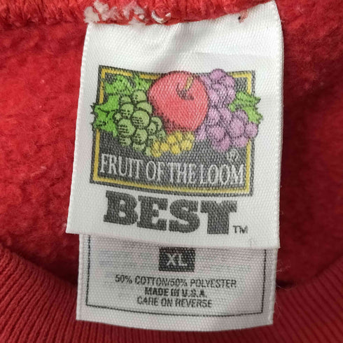 フルーツオブザルーム FRUIT OF THE LOOM 90s USA製 フロントプリントクルーネックスウェット メンズ JPN:XL