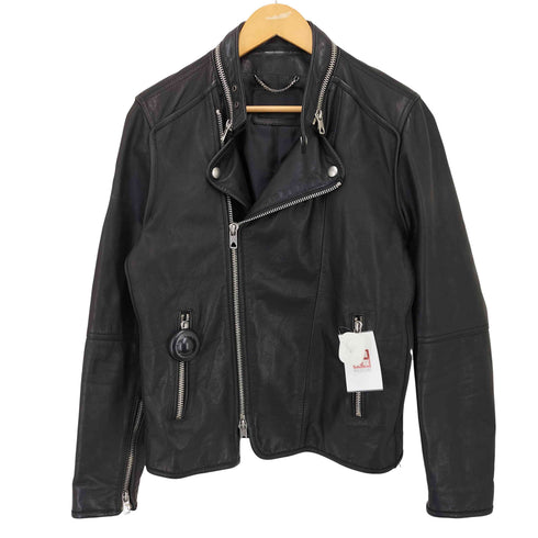 ディーゼルブラックゴールド DIESEL BLACK GOLD カウレザー セミダブル ライダース ジャケット メンズ EUR:46