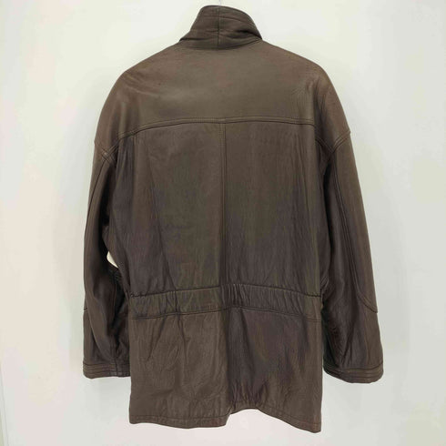 DEUBO 90S スペイン製 裏地チェック レザーカーコート メンズ 48
