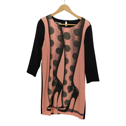 モスキーノチープアンドシック MOSCHINO CHEAP&CHIC イタリア製 レーヨン混 ドット L/S クロップド ワンピース レディース 42