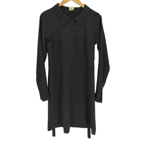 アニエスベー agnes b. PARIS ドット柄 ウエストベルト ハーフボタン スキッパー シャツ ワンピース レディース EUR:38
