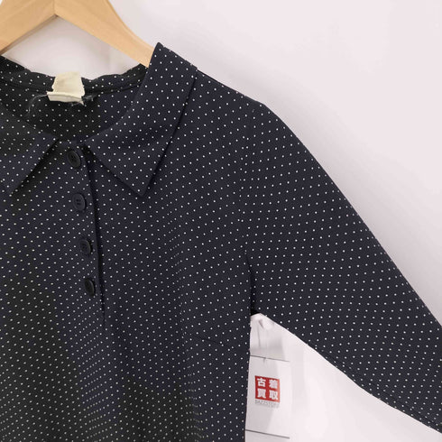 アニエスベー agnes b. PARIS ドット柄 ウエストベルト ハーフボタン スキッパー シャツ ワンピース レディース EUR:38