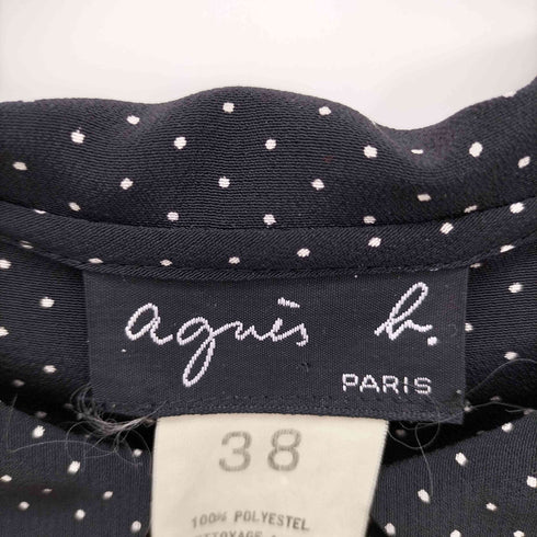 アニエスベー agnes b. PARIS ドット柄 ウエストベルト ハーフボタン スキッパー シャツ ワンピース レディース EUR:38