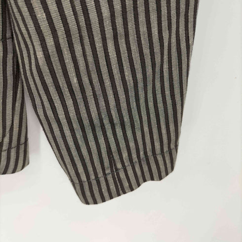 マックスマーラ MAX MARA 白タグ リネン混 ストライプ バンドカラーシャツ ジャケット レディース JPN:42