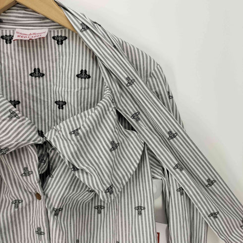 ヴィヴィアンウエストウッドレッドレーベル Vivienne Westwood RED LABEL オーブ 総柄 ストライプ リボン シャツ ブラウス レディース 3