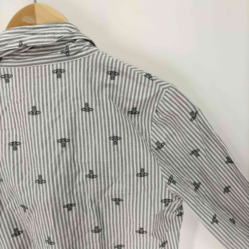 ヴィヴィアンウエストウッドレッドレーベル Vivienne Westwood RED LABEL オーブ 総柄 ストライプ リボン シャツ ブラウス レディース 3