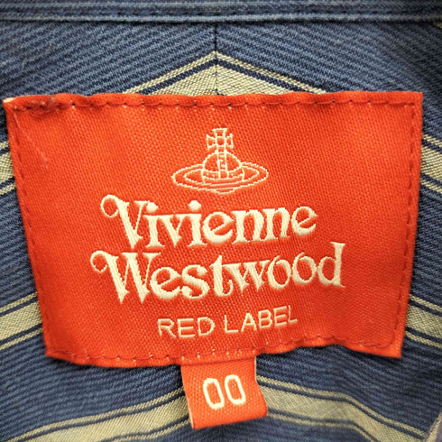 ヴィヴィアンウエストウッドレッドレーベル Vivienne Westwood RED LABEL オーブ 刺繍 L/S コットン ストライプ シャツ レディース 00