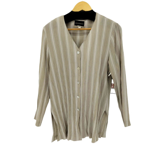 リクワイアメント REQUIREMENTS USA製 ノーカラー プリーツ L/S シャツ レディース import:M