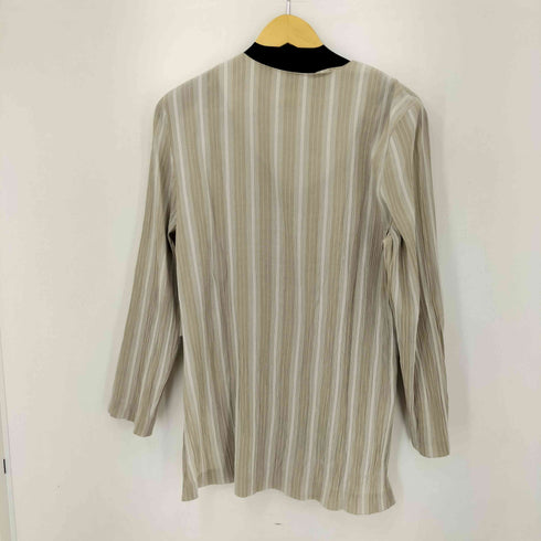 リクワイアメント REQUIREMENTS USA製 ノーカラー プリーツ L/S シャツ レディース import:M