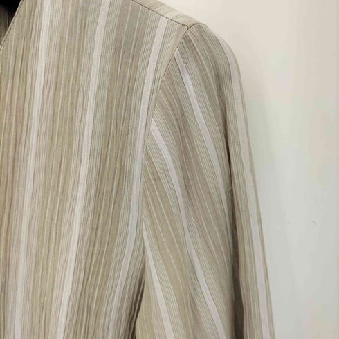 リクワイアメント REQUIREMENTS USA製 ノーカラー プリーツ L/S シャツ レディース import:M