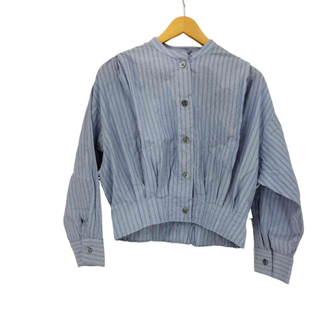 YENN コットン ノーカラー ストライプ L/S ブラウス レディース FREE