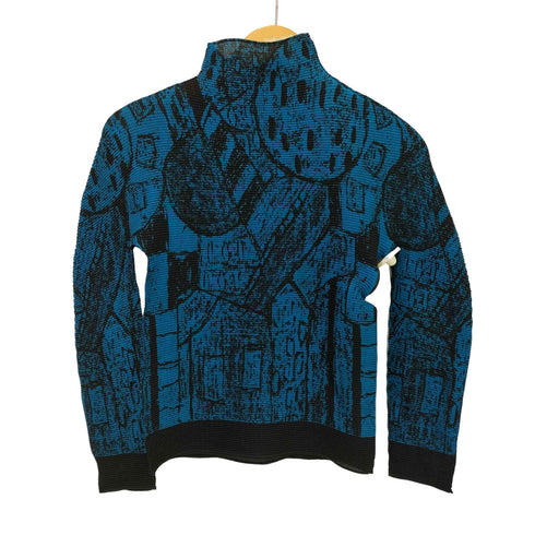 ミー イッセイミヤケ me ISSEY MIYAKE 09AW 総柄 ハイネック プリーツ カットソー レディース ONE SIZE