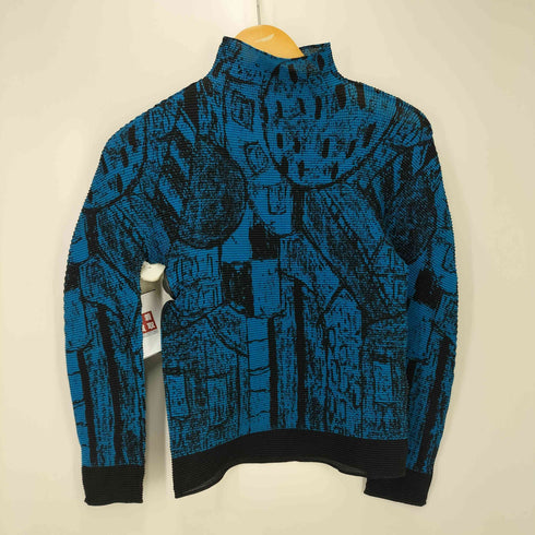 ミー イッセイミヤケ me ISSEY MIYAKE 09AW 総柄 ハイネック プリーツ カットソー レディース ONE SIZE