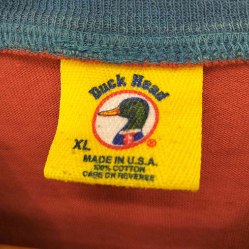ダックヘッド Duck Head 90S UAS製 フロント刺繍 マルチカラー ボーダー L/S Tシャツ メンズ import:XL