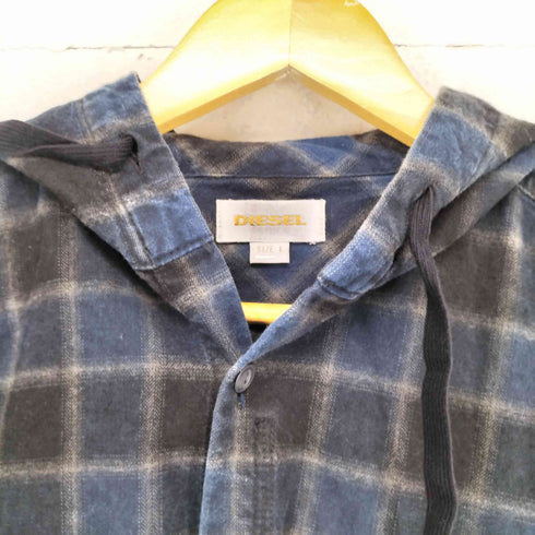 ディーゼル DIESEL 90~00S オンブレチェックフーデッドネルシャツ メンズ L