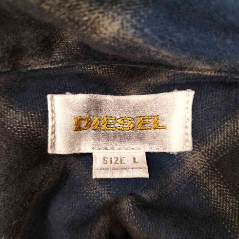 ディーゼル DIESEL 90~00S オンブレチェックフーデッドネルシャツ メンズ L