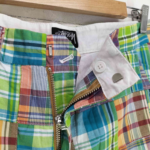 ステューシー Stussy チェックパッチワークショートパンツ メンズ 32
