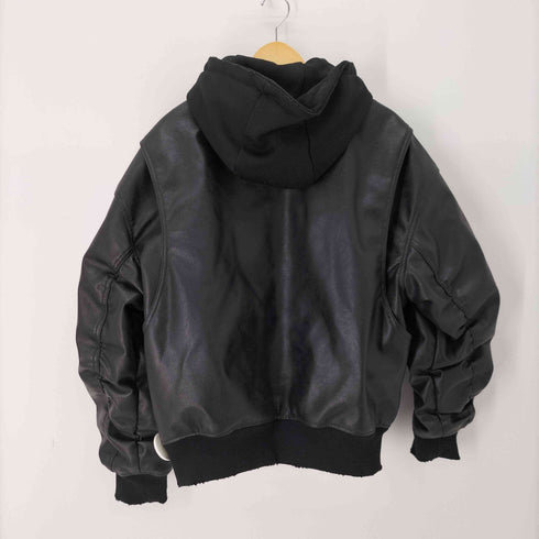ザラ ZARA LEATHER EFFECT JACKET WITH HOOD フェイクレザーフーデットジャケット メンズ import:L