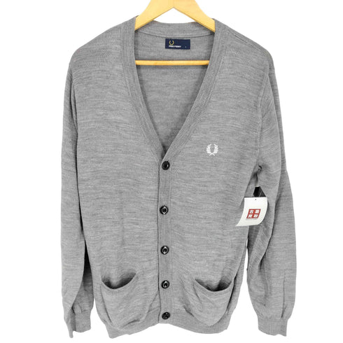フレッドペリー FRED PERRY ユニオンジャックエルボーパッチ ニットカーディガン メンズ L