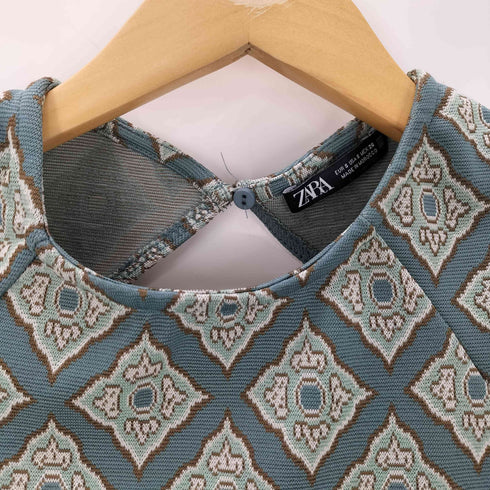 ザラ ZARA バックオープン 模様柄ワンピース レディース import:S