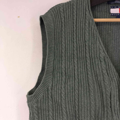 トミーヒルフィガー TOMMY HILFIGER 90s ケーブルニットベスト メンズ JPN:M