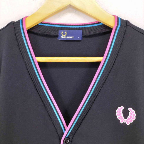 フレッドペリー FRED PERRY ジャージー素材 ラインデザインカーディガン メンズ K