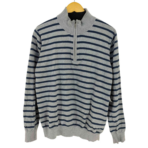 エルエルビーン L.L.Bean カシミヤ混 ボーダー ハーフジップニット ハイゲージ メンズ JPN:L