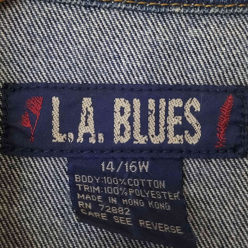 L.A.BLUES ベロア切替 スタッズデザイン デニム シャツジャケット レディース 14/16W