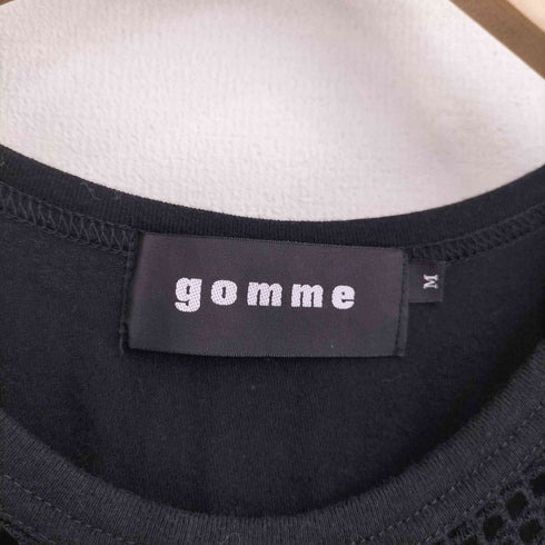 ゴム gomme 素材切替 メッシュノースリーブカットソー レディース M