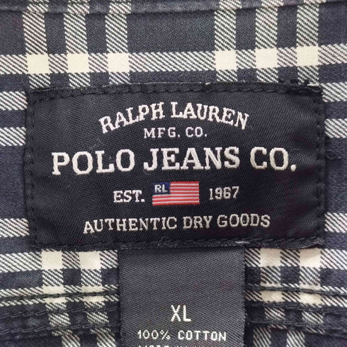 ポロジーンズカンパニーラルフローレン POLO JEANS COMPANY RALPH LAUREN 90S チェック柄 両フラップ コットン 長袖シャツ メンズ JPN:XL