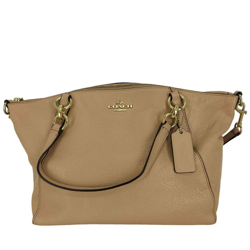コーチ COACH 金ロゴ シボ革 2WAY レザー ハンドバッグ ショルダー バッグ レディース