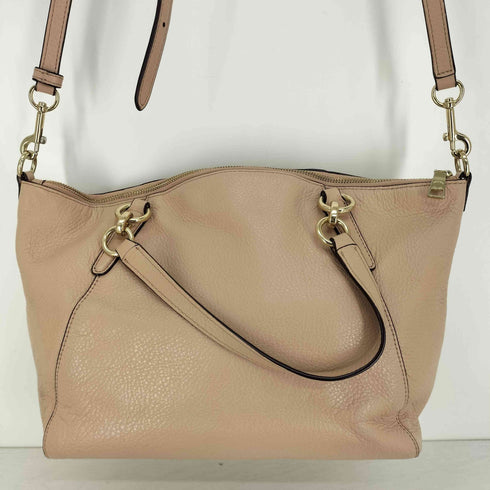 コーチ COACH 金ロゴ シボ革 2WAY レザー ハンドバッグ ショルダー バッグ レディース