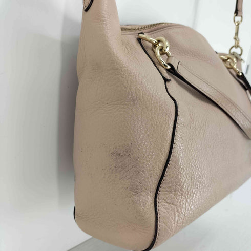 コーチ COACH 金ロゴ シボ革 2WAY レザー ハンドバッグ ショルダー バッグ レディース