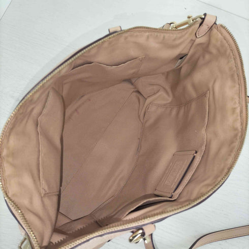 コーチ COACH 金ロゴ シボ革 2WAY レザー ハンドバッグ ショルダー バッグ レディース