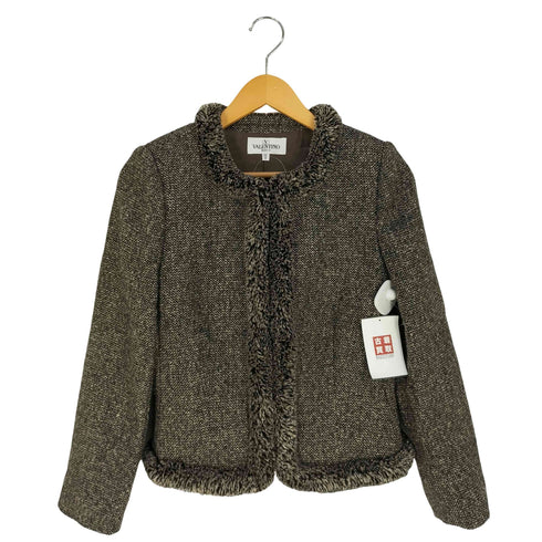 ヴァレンティノ Valentino MISS V モヘア混 ウール デザイン ノーカラージャケット レディース 40