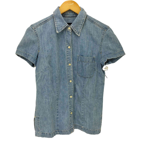 ギャップ Gap 90-00S OLD 紺タグ デニム S/S シャツ レディース import:S