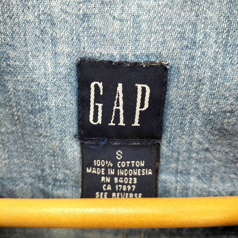 ギャップ Gap 90-00S OLD 紺タグ デニム S/S シャツ レディース import:S